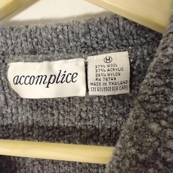 Vintage Y2K Grunge 90's Button Down Crop Sweater Collar Grey Grungecore M - Picture 4 of 4